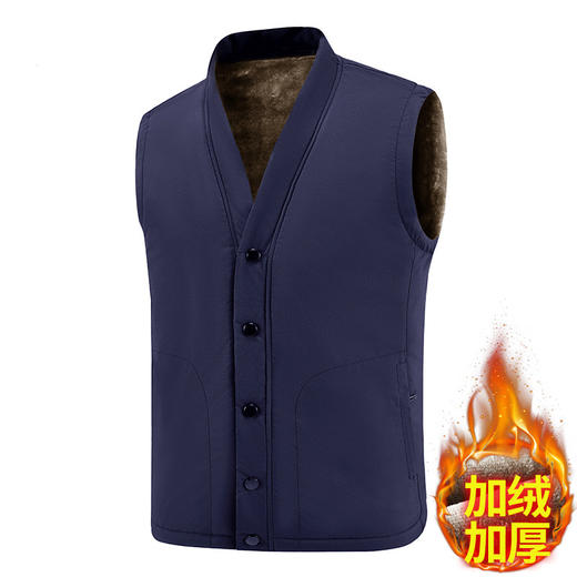 【DX】大依优型大码男装秋冬加绒保暖马甲宽松加肥加大V领百搭坎肩 商品图3