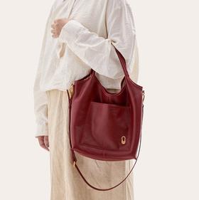 TENNCO【兜兜包】头层真皮红色婚包新娘包通勤腋下包单肩斜挎女包