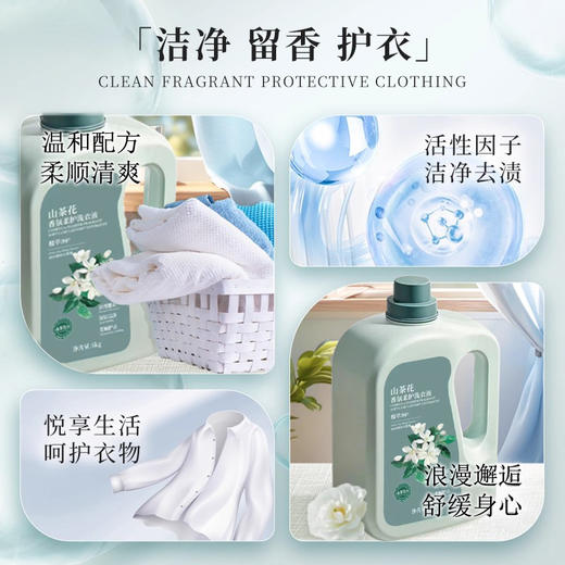 「一桶13斤！山茶花香氛」留香味洗衣液居家日用实惠装量去污能力清洁工具 商品图1