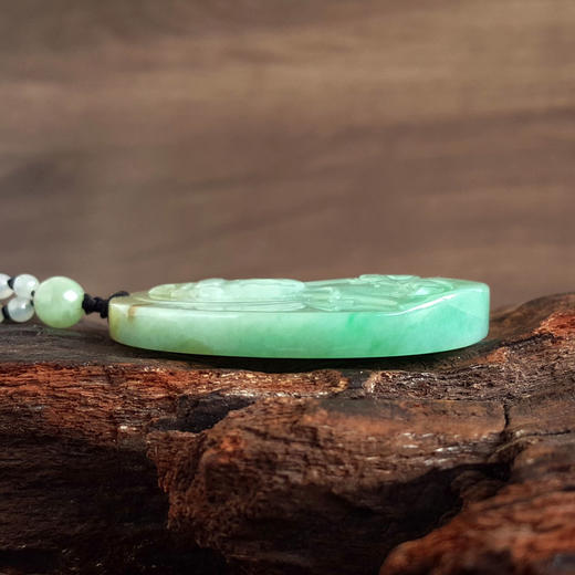 【天然正品】天然细腻糯种飘黄翡观音平安无事牌翡翠珠串项链300925NJM24 现售价：1180特价 商品图7