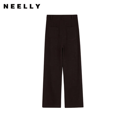NEELLY纳俪商场同款冬季新款高腰显瘦长裤女纯色简约阔腿休闲裤N25104H04541 商品图0