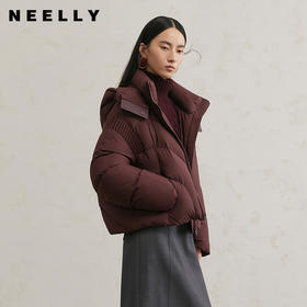 NEELLY纳俪商场同款冬季新款日常通勤白鸭绒保暖连帽羽绒服外套女N25104L04411