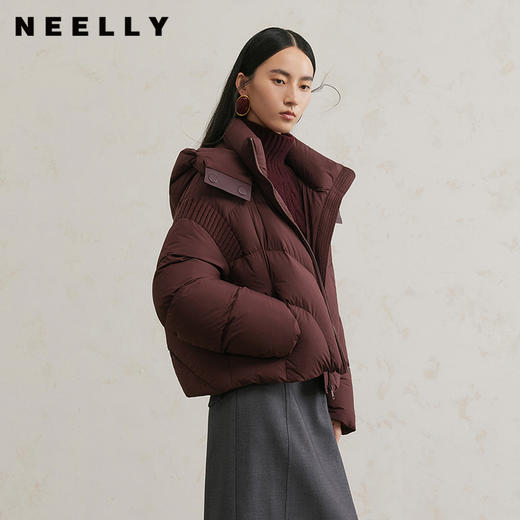 NEELLY纳俪商场同款冬季新款日常通勤白鸭绒保暖连帽羽绒服外套女N25104L04411 商品图0