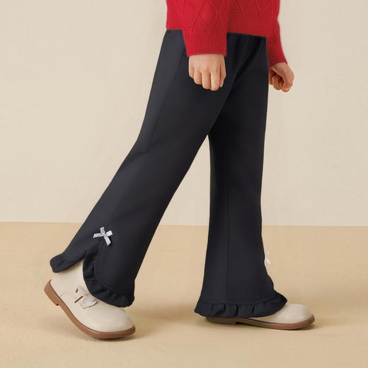 笛莎Deesha 童装女童裤子2025冬新款甜美木耳边微喇羽绒裤 商品图1