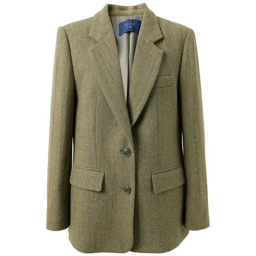 【绵羊毛】三彩2025冬季新款人字纹西装领外套毛呢大衣宽松复古S 商品图4