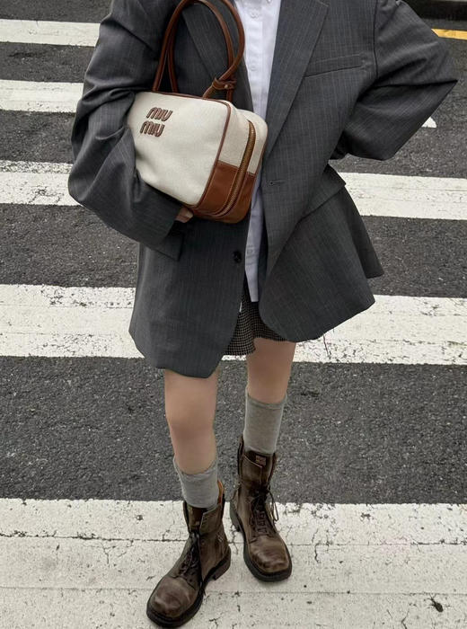 高端原版Miu秋冬秀款复古机车靴马丁靴中筒靴101102 商品图10