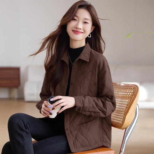 小香风菱格夹棉外套，短款中老年妈妈轻薄洋气上衣潮HR-WXN8682 商品图2