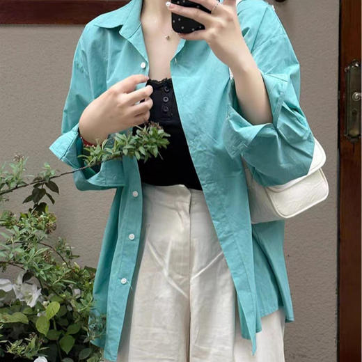 新品上市瓦尔登湖蓝衬衫2025新款韩系慵懒风蓝色衬衫女百搭长袖春夏上衣外套 商品图1