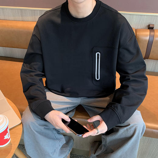 英国轻奢Schenvega 爆款迪桑平纹胸口口袋长袖T恤卫衣A72-7901 商品图3