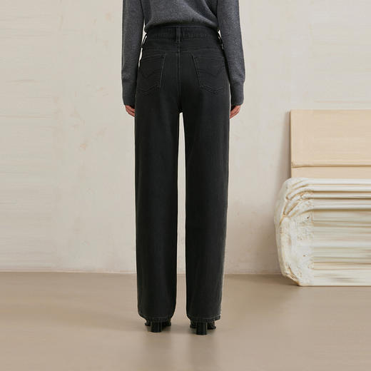 NEELLY纳俪商场同款冬新款渐变色设计阔腿牛仔裤女微弹休闲长裤N25104H04545 商品图1