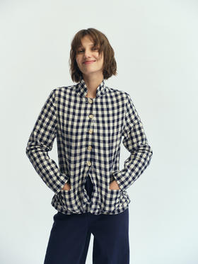 JAI 25AW 藏青与白市松格纹羊毛游历者夹克