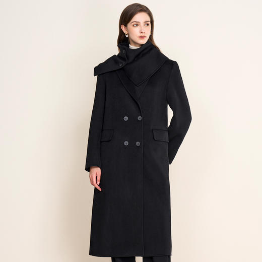 EITIE爱特爱气质收腰显瘦通勤黑色毛呢大衣外套冬季新款8014720 商品图2