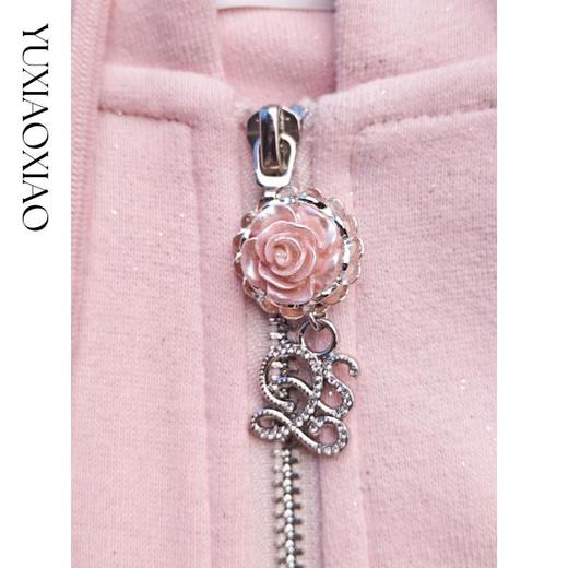 余潇潇【旺角恋曲】拼接格子印花木耳边棉感卫衣外套&直筒半裙套装 商品图2