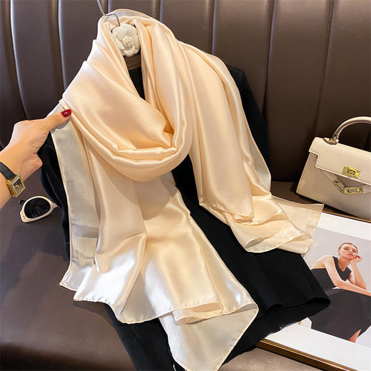 春秋新款丝巾春夏纯色仿真丝丝巾女小系脖装饰百搭女长款丝巾新款新品 商品图0