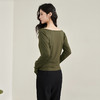 高级感气质针织长袖T恤女春季新款抽褶收腰百搭打底衫V0240061 商品缩略图4