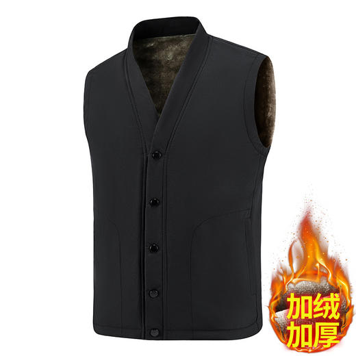 【DX】大依优型大码男装秋冬加绒保暖马甲宽松加肥加大V领百搭坎肩 商品图5