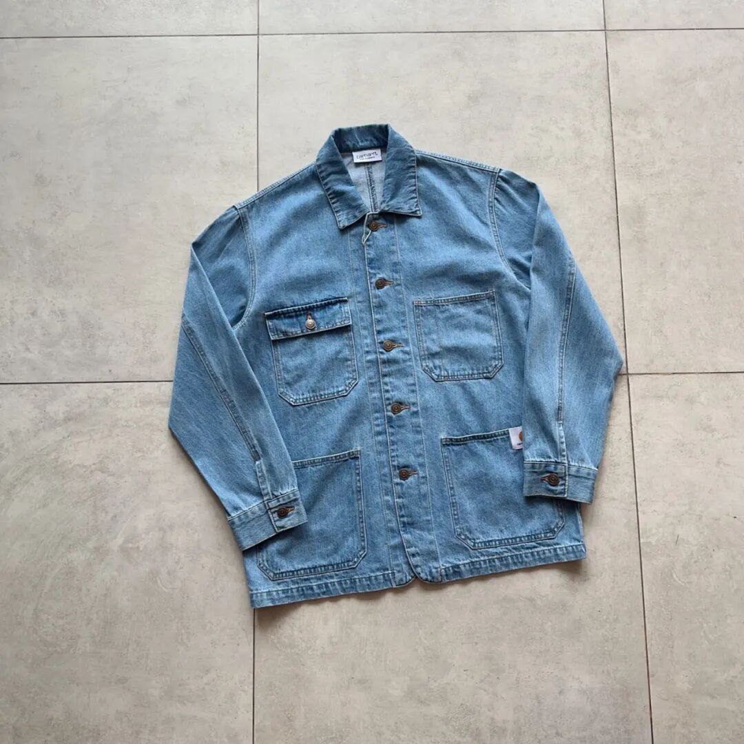 CAR***TT密歇根美式工装 复古蓝水洗做旧牛仔夹克外套