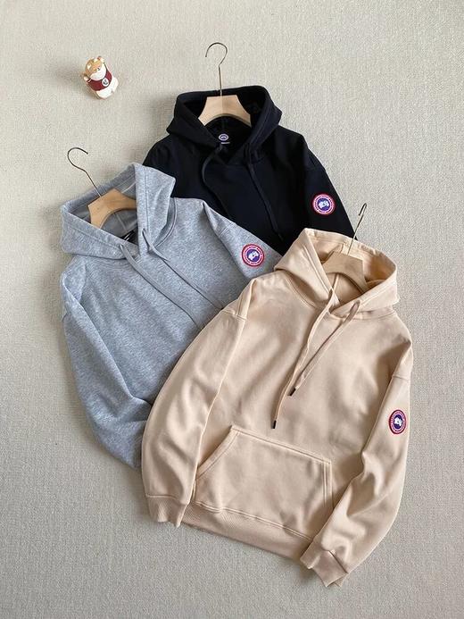 大鹅新款纯棉针织复合奥立绒休闲加厚连帽卫衣 商品图2