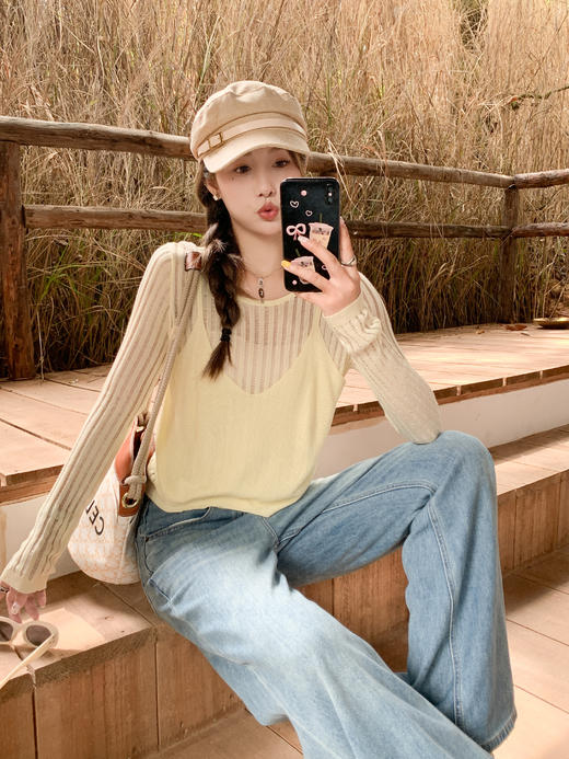 【129元任选2件】现货！简约高级感叠穿假两件长袖针织衫 商品图14