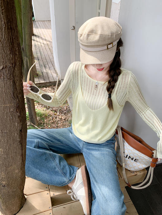 【129元任选2件】现货！简约高级感叠穿假两件长袖针织衫 商品图5