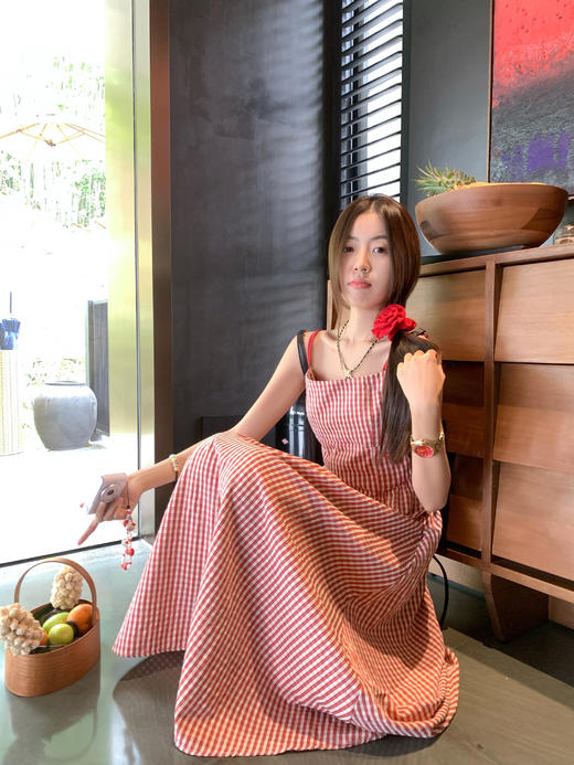 <曾小咸推荐>4.7现货秒杀！法式复古红色格子吊带连衣裙 日常199.99 立减110 秒杀89.99！ 商品图12