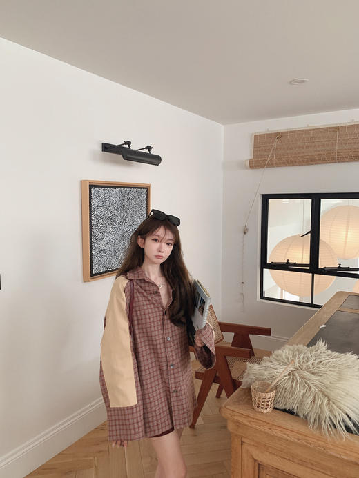 金蘑菇菇  秋天需要一点安可拉红 /大格子衬衫 配色也很复古 红+卡其 洋气又高級 商品图2