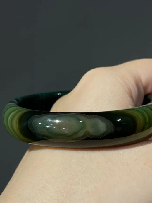 绿白双色缠丝玛瑙手镯，顺丰包邮 商品图5