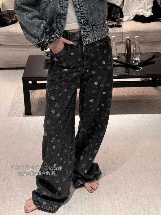 香奈儿 25B高级手工坊系列新款 涂鸦阔腿牛仔裤（DQJ*MM） 商品图1