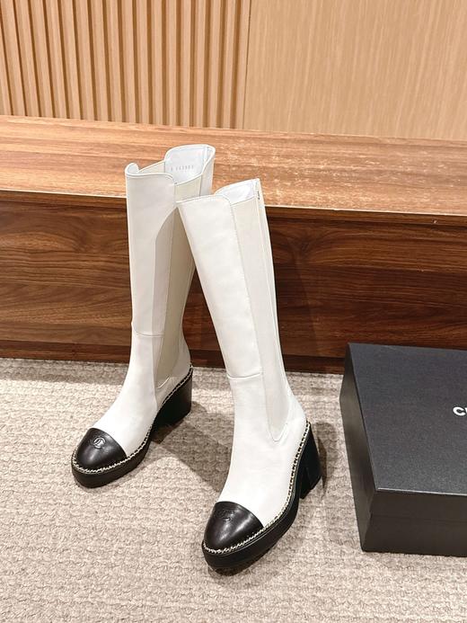 香奈儿 新款拼接链条粗跟长靴 （ZX*DBG） 商品图3