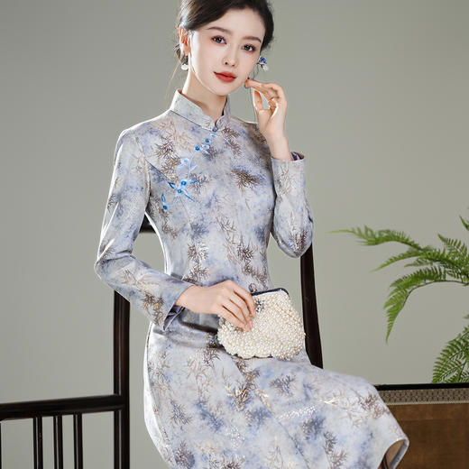 【竹佩】改良复古长袖日常，新中式国风旗袍连衣裙XGT-T25127 商品图2