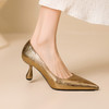 OLD16901-2 羊皮高跟鞋女2025春季新款细跟尖头浅口单鞋性感金色豹纹宴会女鞋 商品缩略图3