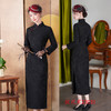 GX感国风旗袍2025秋季新款改良中式年轻款黑色气质长款长袖旗袍 商品缩略图1