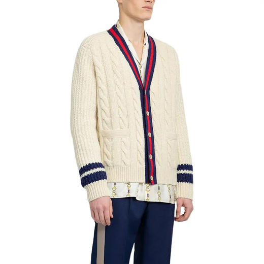 古驰 25早秋新款织带绞花针织开衫（TM） 商品图0