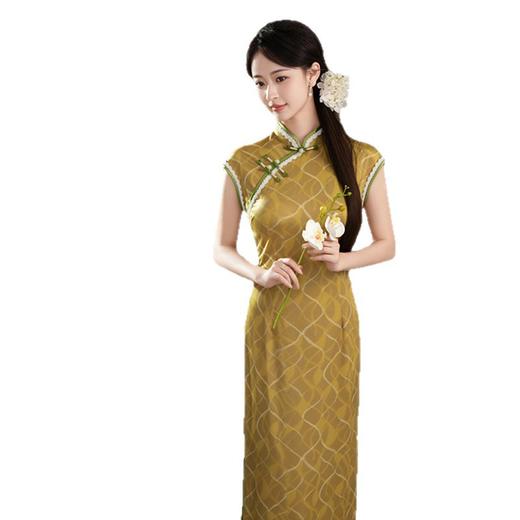 GX新中式改良黄色无袖丝绒旗袍2025初秋新款年轻百搭感日常旗袍 商品图4