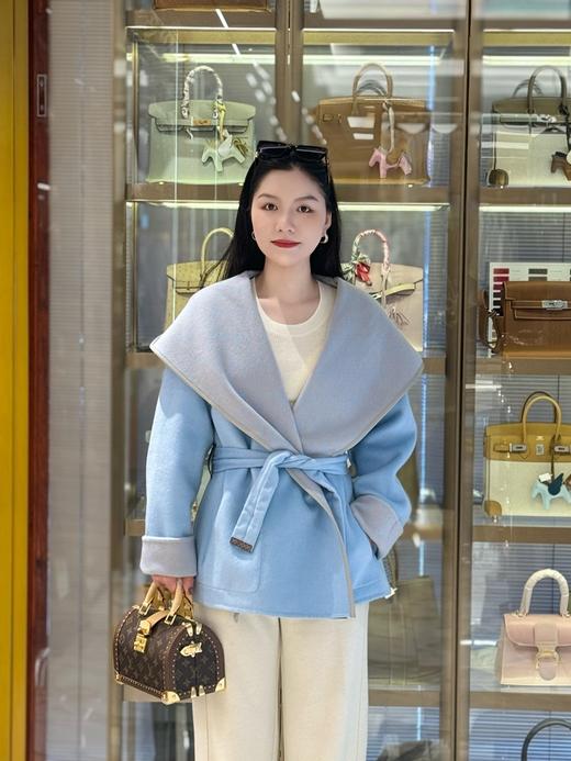 驴家 秋冬新款大衣 浅蓝双面小花 短款/长款大衣（SZX） 商品图0