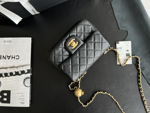 GZ231-香奈儿 Classic Flap CF小金球核桃大mini 皮穿链菱格羊皮单肩斜挎包黑色-（LH*MM） 商品图4