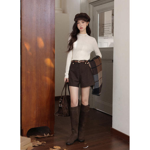 鹿向南「光织白墙」米白色修身内搭长袖针织衫秋冬新款简约上衣女 商品图3