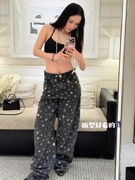 香奈儿 25B高级手工坊系列新款 涂鸦阔腿牛仔裤（DQJ*MM） 商品图0