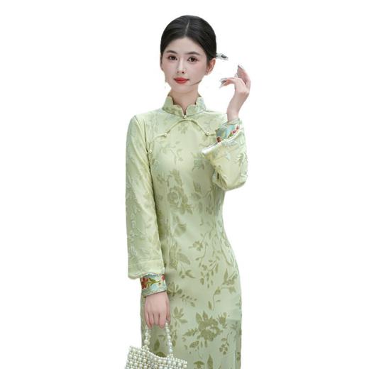 GX时尚改良新中式长款加绒双袖旗袍2025秋季新款国风单层旗袍 商品图4