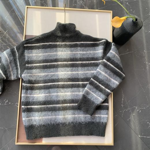 马海毛毛绒针织经典条纹外套（蕾姐灰黑色L，棕色XL ） 商品图10