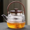 新中式煮茶壶新品高硼硅玻璃茶壶胡桃木盖子泡茶壶新款新品竖条纹提梁壶煮茶器 商品缩略图0