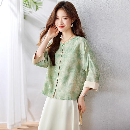 新中式国风外套，轻奢时尚复古提花减龄气质年轻款上衣HR-XYSP6068 商品图1