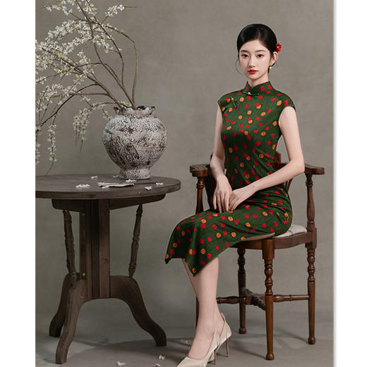 GX时尚年轻少女款改良新中式长款无袖旗袍2025秋冬新款港风中式旗袍 商品图0