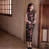复古港风无袖旗袍，钻石绒印花长款连衣裙MYJ-257 商品缩略图3