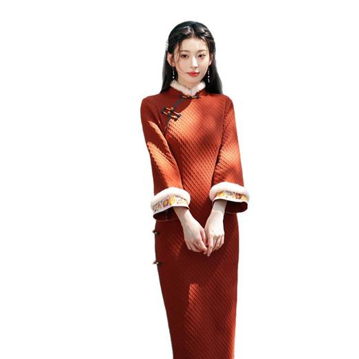 GX超柔米白倒大袖长款少女款旗袍2025秋冬新款时尚改良日常可穿旗袍 商品图4