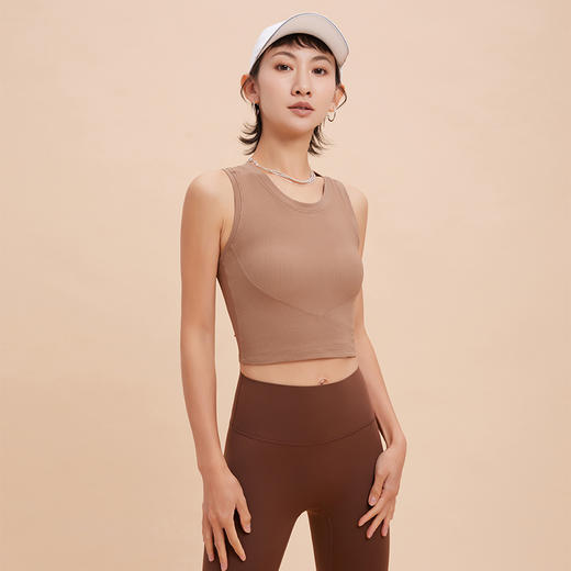 跃牌【安琪拉系列】新款固定杯运动背心速干女螺纹健身运动文胸工字美背瑜伽内衣BX-5101 商品图2