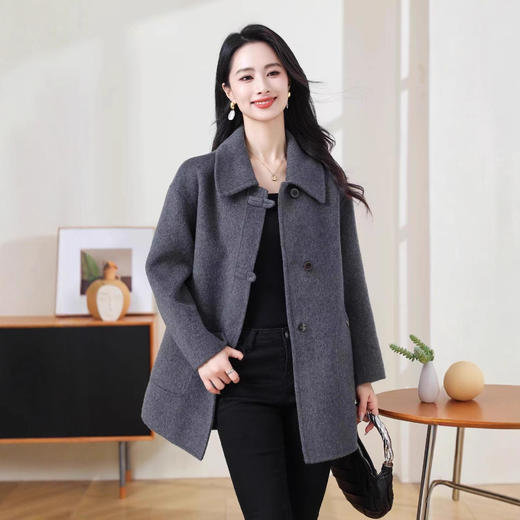 XT 5805双面羊毛大衣短款羊毛呢子外套 商品图3