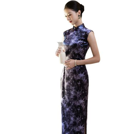 GX港风长款无袖丝绒旗袍2025初秋新款复古国风年轻款日常旗袍连衣裙 商品图4