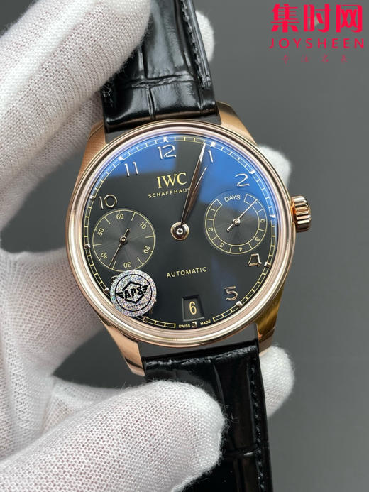 【新款葡七】新品万国APS葡萄牙七日链系列 葡七玫金黑盘 男士腕表 商品图2