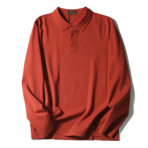 【优雅绅士意奢老钱风】 男士480g羊毛混纺针织长袖POLO衫   商品图4